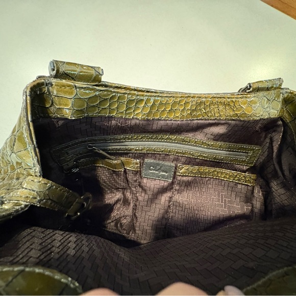 Cole Haan Olive Crocodile-Embossed Shoulder Bag - Picture 4 of 4